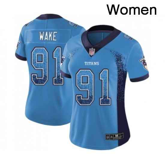 Womens Tennessee Titans 91 Cameron Wake Limited Blue Rush Drift Fashion Football Jersey